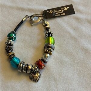 Silver and Multicolor Beaded Bracelet